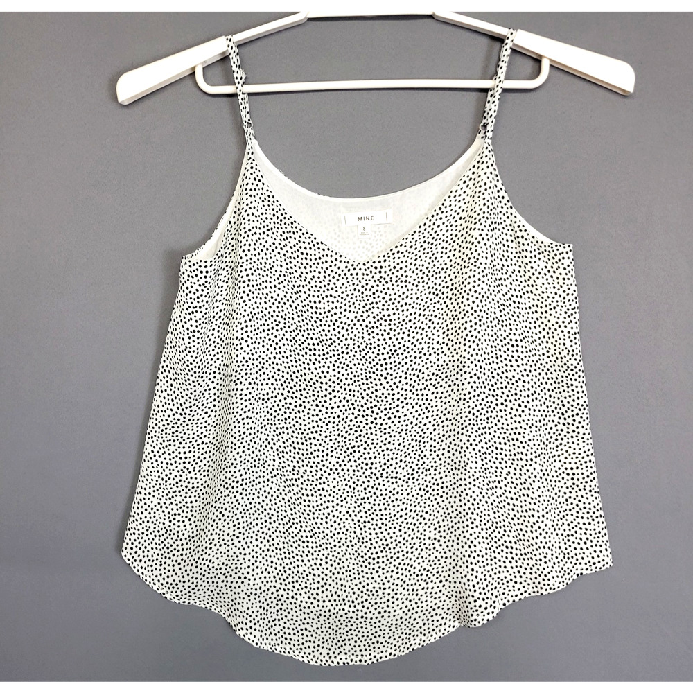 Anthropologie MINE Camisole Tank Top Womens S White Black Polka Dots NWOT